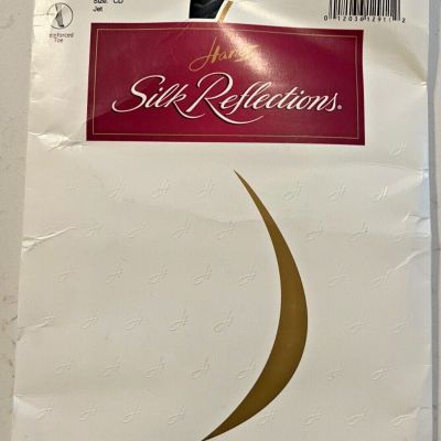 Pantyhose Hanes Silk Reflection Silky Sheer 718 Control Top Jet Black CD Vintage